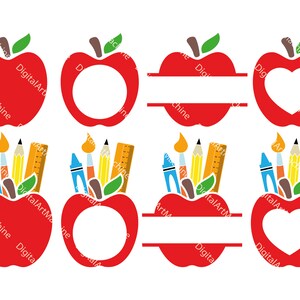 School Svg, School Svg Bundle, Teacher Svg, Pencil Svg, Apple Split ...