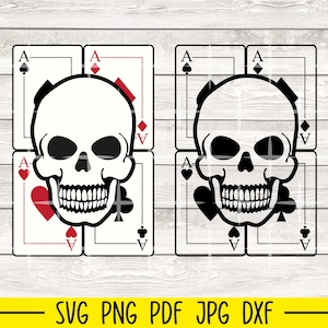 Skull Gambler Svg, Cartas de jogar Svg, Casino Svg, Jogos de azar Svg, Cartas Svg, Las Vegas Svg, Naipes de cartas Svg, Poker Svg, Four of a Kind Svg