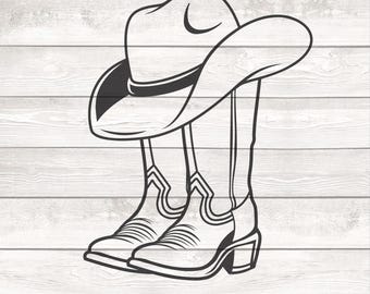 Cowboy Boots Svg, Cowgirl Boots Svg, Cowboy Hat Svg, Cowboy Silhouette, Country Boots Svg, Cowboy Cut File, Western Svg, Rodeo SVG, Boot