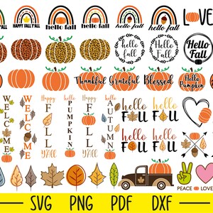 Fall Svg Bundle, Fall Svg, Pumpkin Svg, Leopard Pumpkin Svg, Hello Fall Svg, Fall Leaves SVg Bundle, Autumn Svg Bundle