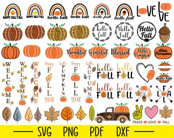 Fall Svg Bundle, Fall Svg, Pumpkin Svg, Leopard Pumpkin Svg, Hello Fall Svg, Fall Leaves SVg Bundle, Autumn Svg Bundle