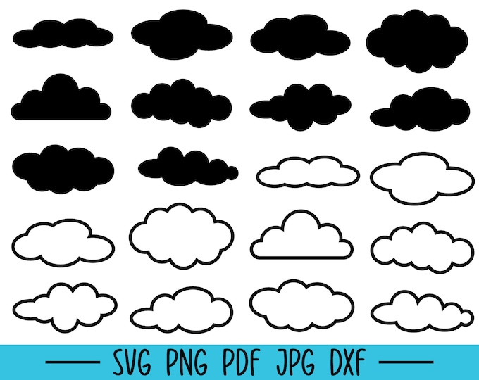 Cloud Svg Bundle, Clouds Svg, Clouds Clipart, Sky Svg, Cloud Svg Files ...