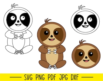 Sloth Svg, Sloth Svg Bundle, Sloth Cut File, Cute Sloth Svg, Baby Sloth Svg, Cute Animal Svg