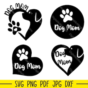 Bundle Svg de maman chien, fichier Svg de patte de coeur de chien, Svg pour amoureux des chiens, Svg de maman de chien, Svg de maman de fourrure, fichier coupe de maman de chien