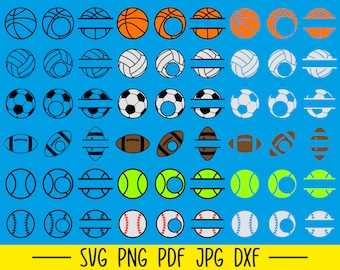 Paquete de SVG de deportes, SVG de marco de nombre, SVG de pelotas deportivas, SVG de fútbol, SVG de tenis, SVG de baloncesto, SVG de béisbol, SVG de fútbol, SVG de pelotas deportivas