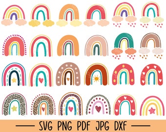 Boho Rainbow Svg Bundle, Boho Svg, Rainbow Svg, Rainbow Cut File, Boho Rainbow Cricut, Rainbow Clipart