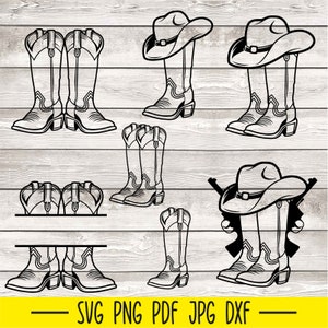 Cowboy Boots Svg, Cowgirl Boots Svg, Cowboy Hat Svg, Cowboy Silhouette, Rodeo SVG, Country Boots Svg, Cowboy Cut File, Western Svg