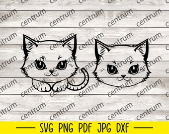 Cute Cat Svg, Kitten Svg, Sat Svg, Kawaii Svg, Cat Face Svg, Funny Cat Svg, Cat Silhouette, Cat Mom Svg, Cat Clipart