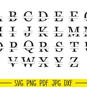 Monogramme lettres Svg, monogramme Svg, Svg monogramme fractionné, alphabet monogramme, Svg de l&#39;alphabet, police monogramme Svg, cadre monogramme Svg