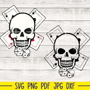 Skull Gambler Svg, Playing Cards Svg, Casino Svg, Gambling Svg, Cards Svg, Las Vegas Svg, Card Suits Svg, Four of a Kind Svg, Poker Svg