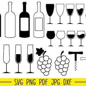 Wine Svg Bundle, Wine Svg, Corkscrew Svg, Wine Glass SVG Bundle, Wine Bottle Svg, Wine Clip Art, Wine Cut Files
