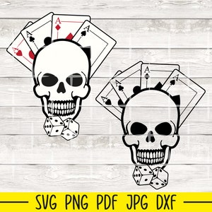Skull Gambler Svg, Playing Cards Svg, Casino Svg, Gambling Svg, Cards Svg, Las Vegas Svg, Poker Svg, Card Suits Svg, Four of a Kind Svg