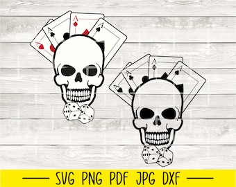 Skull Gambler Svg, Playing Cards Svg, Casino Svg, Gambling Svg, Cards Svg, Las Vegas Svg, Poker Svg, Card Suits Svg, Four of a Kind Svg