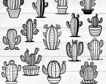 Cactus Svg, Succulent Svg, Sactus Clipart, Plant Svg, Desert Svg, Cactus Silhouette, Cactus Svg Bundle, Cactus Vector, Desert Cactus Svg,