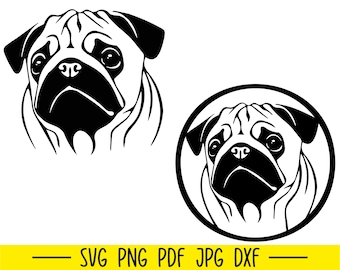Pug Svg File, Cute Pug Cricut File, Dog Lovers Svg, Dog Svg, Pug Svg Bundle, Pug Svg