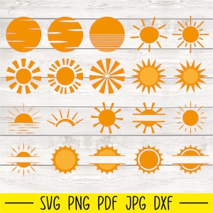 Sun Svg, Sun Svg Files, Retro Suns, Sun Svg Bundle, Sun Tshirt Designs, Sun Clipart, Sun Art