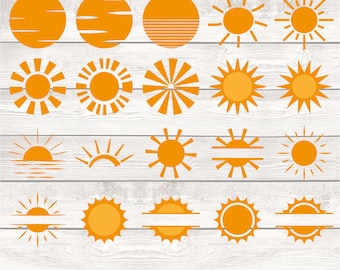 Sun Svg, Sun Svg Files, Retro Suns, Sun Svg Bundle, Sun Tshirt Designs, Sun Clipart, Sun Art