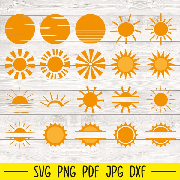 Sun Svg, Sun Svg Files, Retro Suns, Sun Svg Bundle, Sun Tshirt Designs, Sun Clipart, Sun Art