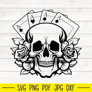 Skull Svg, Cartas de jogar Svg, Poker Svg, Jogos de azar Svg, Casino Svg, Cartas de jogar Svg, Gambler Svg, Cartas Svg, Ace Skull Svg