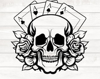 Skull Svg, Playing Cards Svg, Poker Svg, Gambling Svg, Casino Svg, Playing Card Svg, Gambler Svg, Cards Svg, Ace Skull Svg