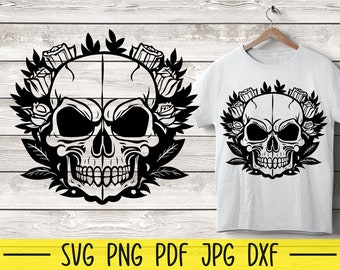 Skull Svg, Floral Skull Svg, Skull Head Svg, Rose Svg, Skull Tshirt Design, Skeleton Svg, Skull Shirt Svg