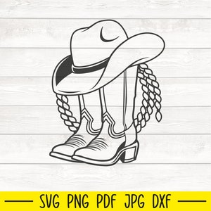 Cowboy Boots Svg, Cowgirl Boots Svg, Cowboy Hat Svg, Cowboy Silhouette, Country Boots Svg, Cowboy Cut File, Western Svg, Rodeo SVG