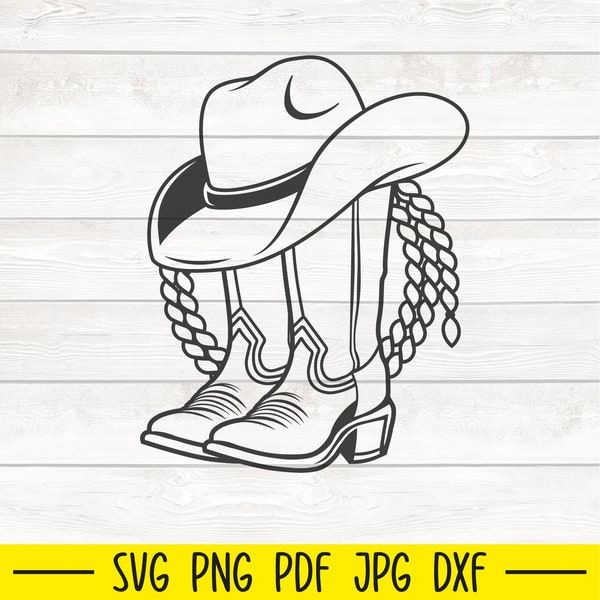 Cowboy Boots Svg, Cowgirl Boots Svg, Cowboy Hat Svg, Cowboy Silhouette, Country Boots Svg, Cowboy Cut File, Western Svg, Rodeo SVG