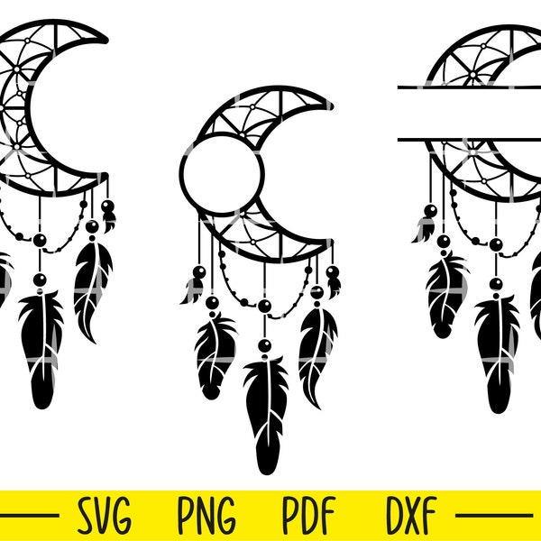 Dreamcatcher Svg, Mandala Svg, Tribal, Split Monogram Dreamcatcher SVG, Dreamcatcher Clipart, Feathers Svg, Boho Svg, Native American Svg