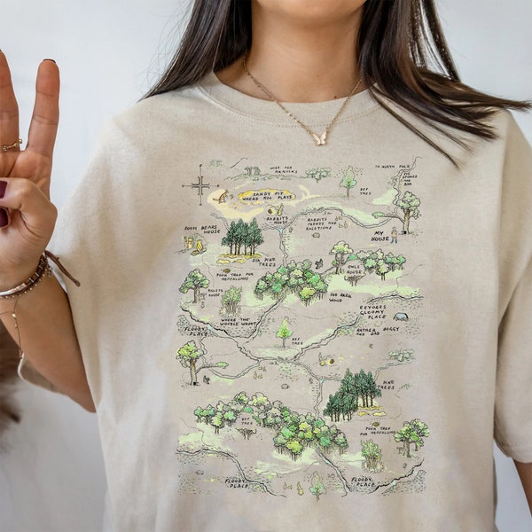 100 Acre Wood Map Shirt, Winnie The Pooh Sweatshirt, Hundred Acre Woods, Vintage Pooh Bear, Disneyland, Disney Trip Shirt