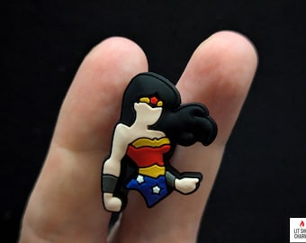 Superhero Woman Shoe Charm – Strong Female Hero Clog Charm for Perforated Shoes