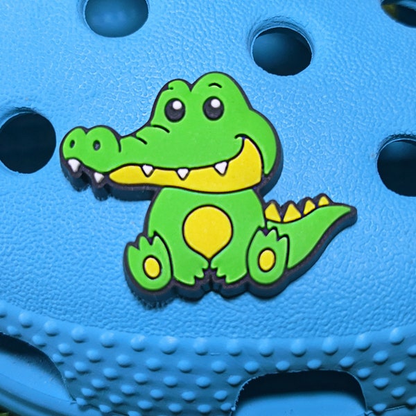 Cute Crocodile Shoe Charm, Independently Made to Fit Crocs and Similar Clogs, Kawaii Reptile Style Embellishment for Footwear