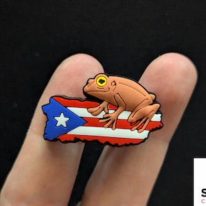 Puerto Rican Flag Frog Shoe Charm – National Pride Clog Charm for Perforated Shoes