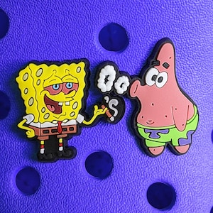 May include: A pair of cartoon characters, SpongeBob SquarePants and Patrick Star, are depicted on a purple background. SpongeBob is holding a lit cigarette and Patrick is smiling.