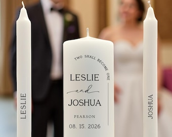 Personalized Wedding Unity Candle Set: Minimalist Arch Design
