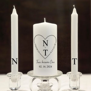 heart minimal wedding unity candle set