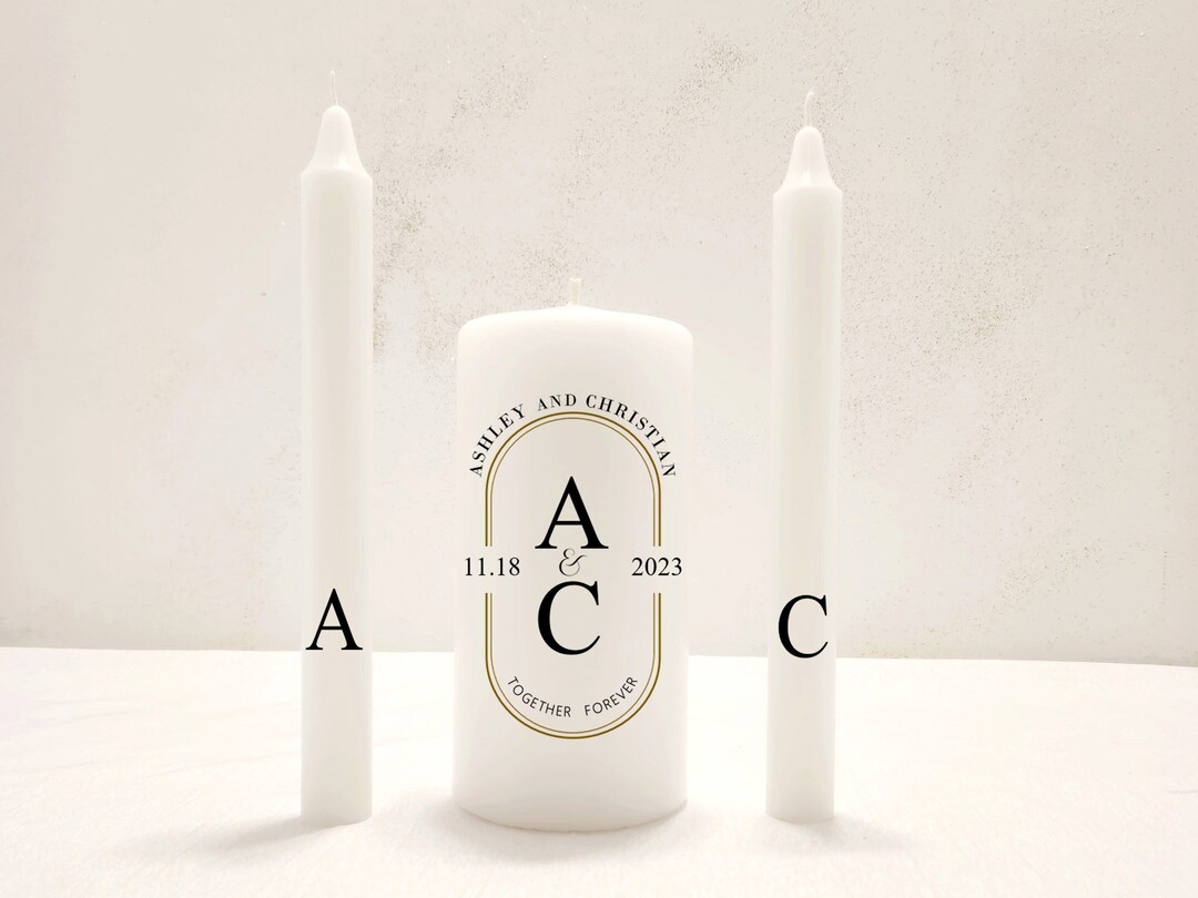 Modern Minimal Wedding Unity Candle Set, Black and White With Initials ...