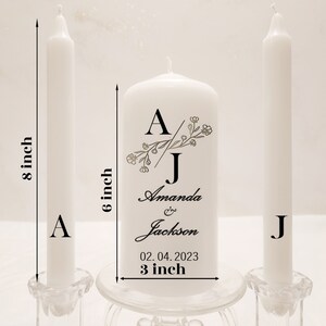 Wedding Unity Candle Set, Minimal and Classic Black Initials With Gold ...