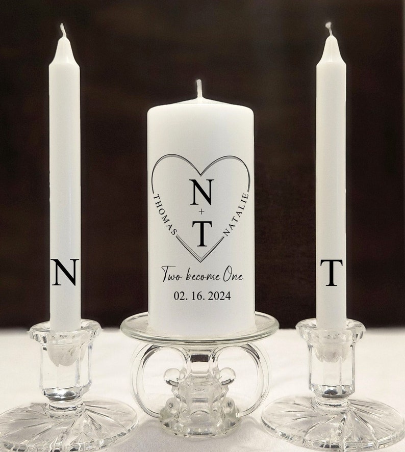 heart minimal wedding unity candle set