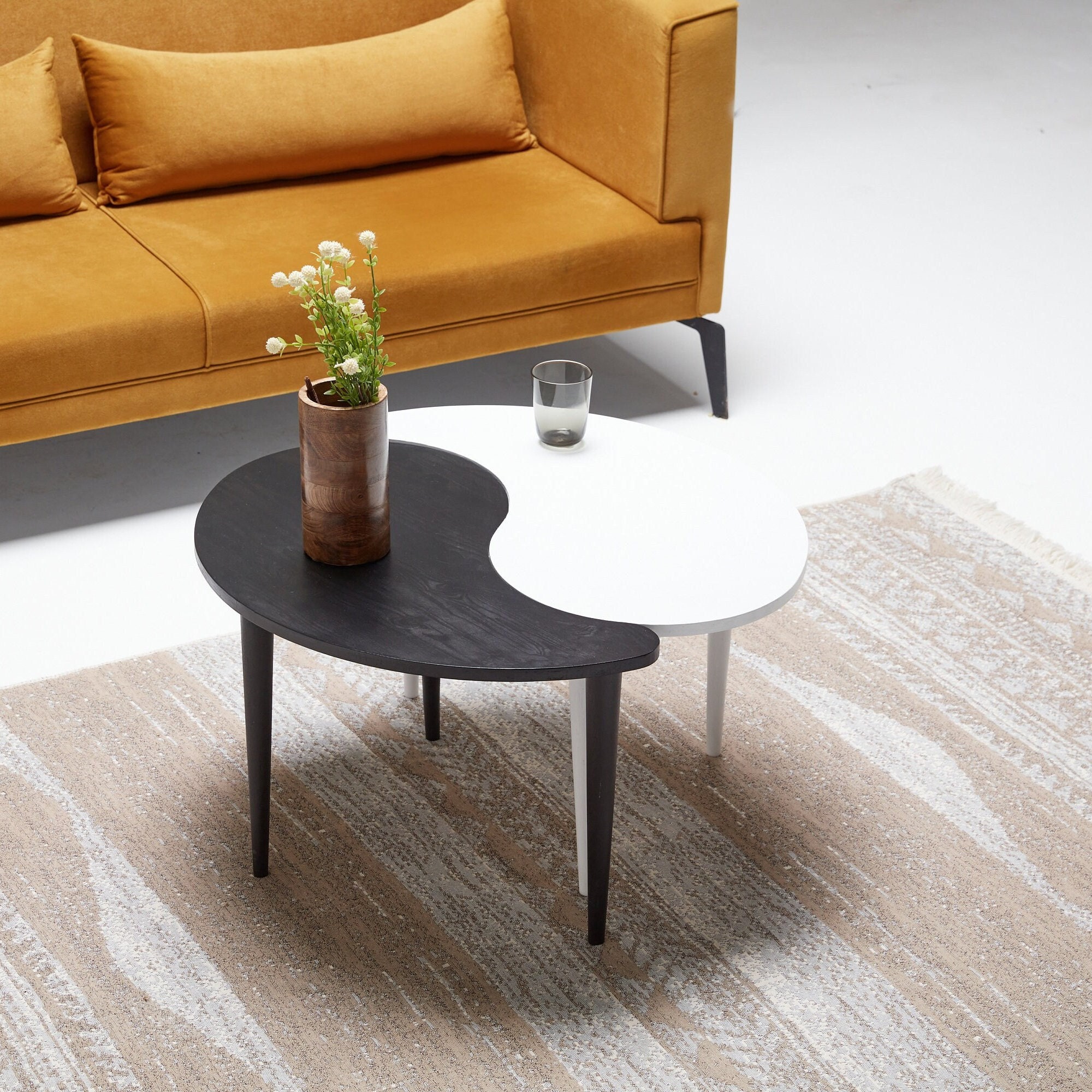 Yin yang online glass coffee table