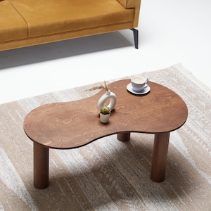 Mesa de centro moderna, mesa de centro de madera de nogal, mesa de centro escandinava, mesa de centro de mediados de siglo