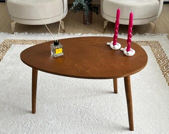 Egg Shape Coffee Table, Oval Coffee Table, Wooden Coffee Table