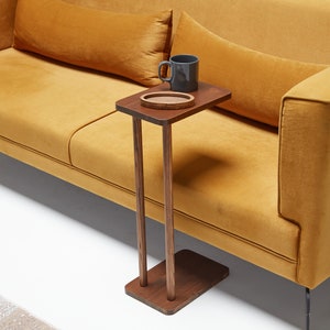 Table en C, table basse en forme de C, table basse pour canapé, table d'appoint, table de service