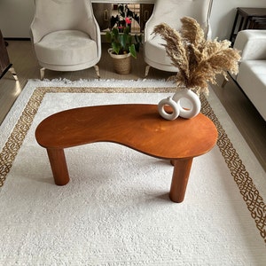 Modern Style Coffee Table, Coffee Table For Living Room, Wooden Coffee Table, Coffee Table For Christmas Gift, Kidney Shape Coffee Table