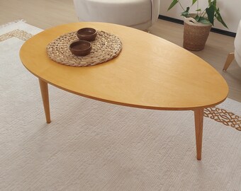 Egg Shape Coffee Table, Oval Coffee Table, Wooden Coffee Table ,Wooden modern style coffee table, Scandinavian Table