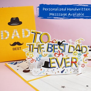 Tarjeta escrita a mano para el Feliz Día del Padre / 3D PopUp / Best Dad Card