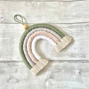 Macrame rainbow wall hanging decoration - nursery decoration -new baby gift -baby shower gift -nursery decor-green rainbow - modern  rainbow