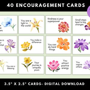 Printable gratitude cards, words of encouragement, affirmation cards to spread positivity and light, kindness note cards