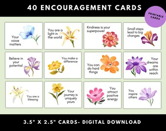 Printable Encouragement Cards: Floral Kindness Notes (Digital Download)