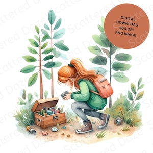 Geocaching PNG, geocaching clipart, adventure girls, kids hiking shirt design, scavenger hunt image