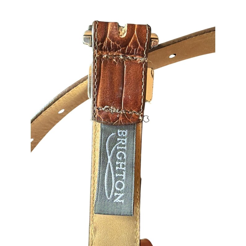 Brighton Belt Brown Croco Embossed Leather 34 Ornate Silver Buckle Western 44808 zdjęcie 5